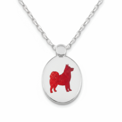Sterling Silver or White Gold dog ashes jewellery pendant with necklace with pet cremation ashes. Handcrafted in Australia. Pet memorial jewellery by Uneik Jewellery and Memories4Life.