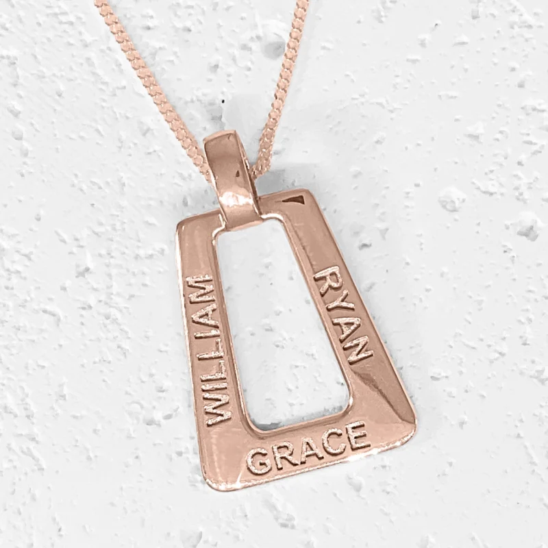 Personalised Jewellery Triangle Three Name Pendant || 5 sizes - Sterling Silver or 9ct Gold - Image 9