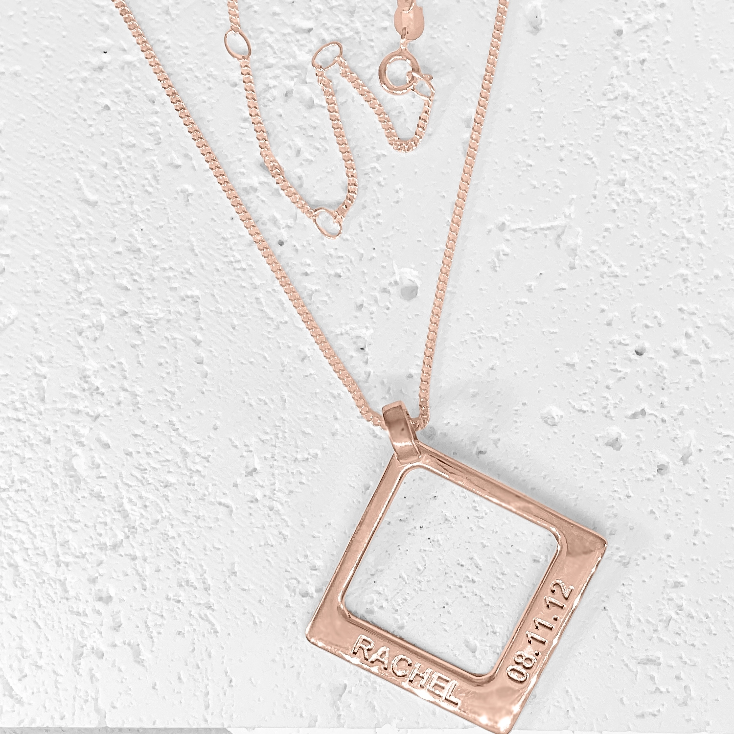 square necklace personalised