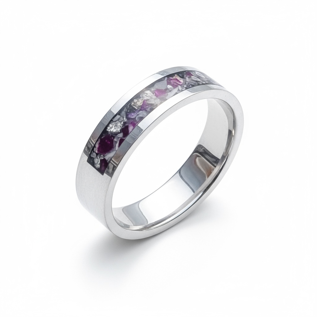 Cremation ashes memorial jewellery ring in sterling silver