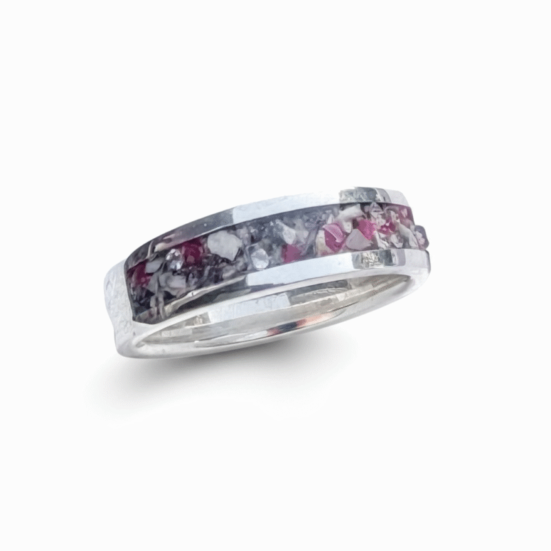 Cremation ashes memorial jewellery ring in sterling silver