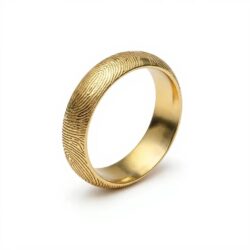 Alternative view of Fingerprint Band Ring - One Fingerprint on Outside of Ring || 9ct Gold