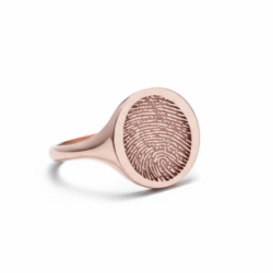 Vertical Oval Fingerprint Signet Ring - One Fingerprint on Top of Ring || 9ct Gold