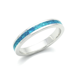 Sterling SIlver or 9ct White Gold ashes ring with cremation ashes and opal inclusion inlay, handmade memorial jewellery by Uneik Jewellery Australia