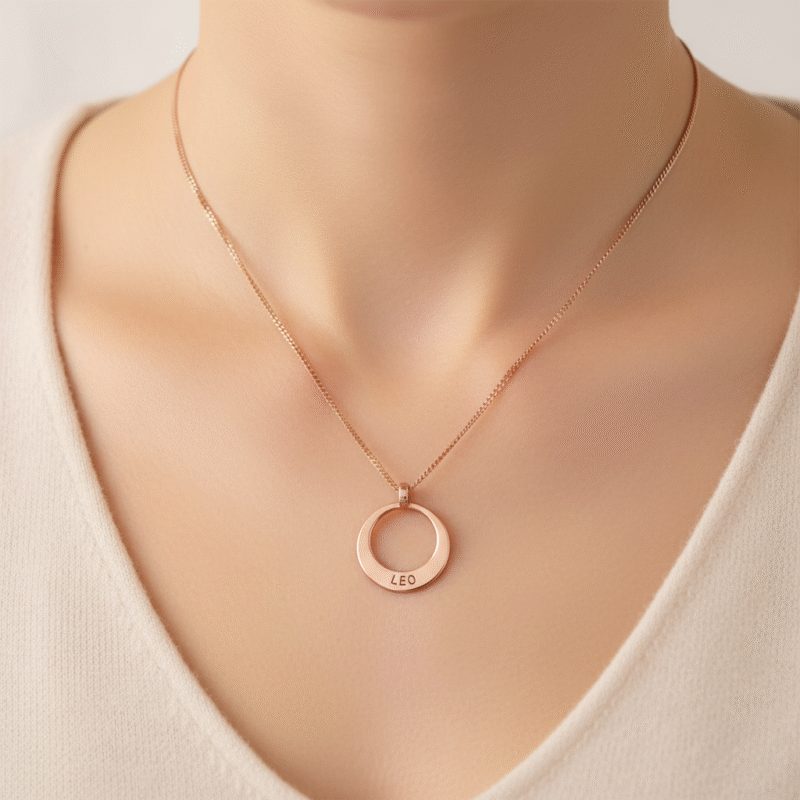 name jewellery pendant in 9ct rose gold with one name
