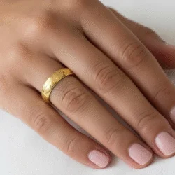 Alternative view of Footprint Ring - Your babies footprints on Outside of band || 9ct Gold - Footprint Jewellery