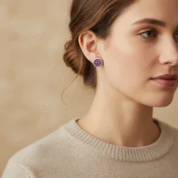 Earring with cremation ashes and opals in sterling silver. stud earrings