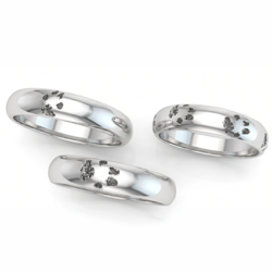 petprint rings shown in 3 arrangements