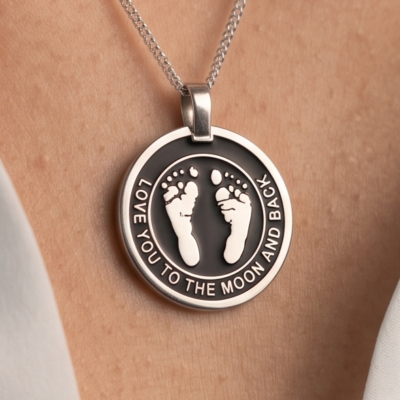 footprint pendant necklace in sterling silver