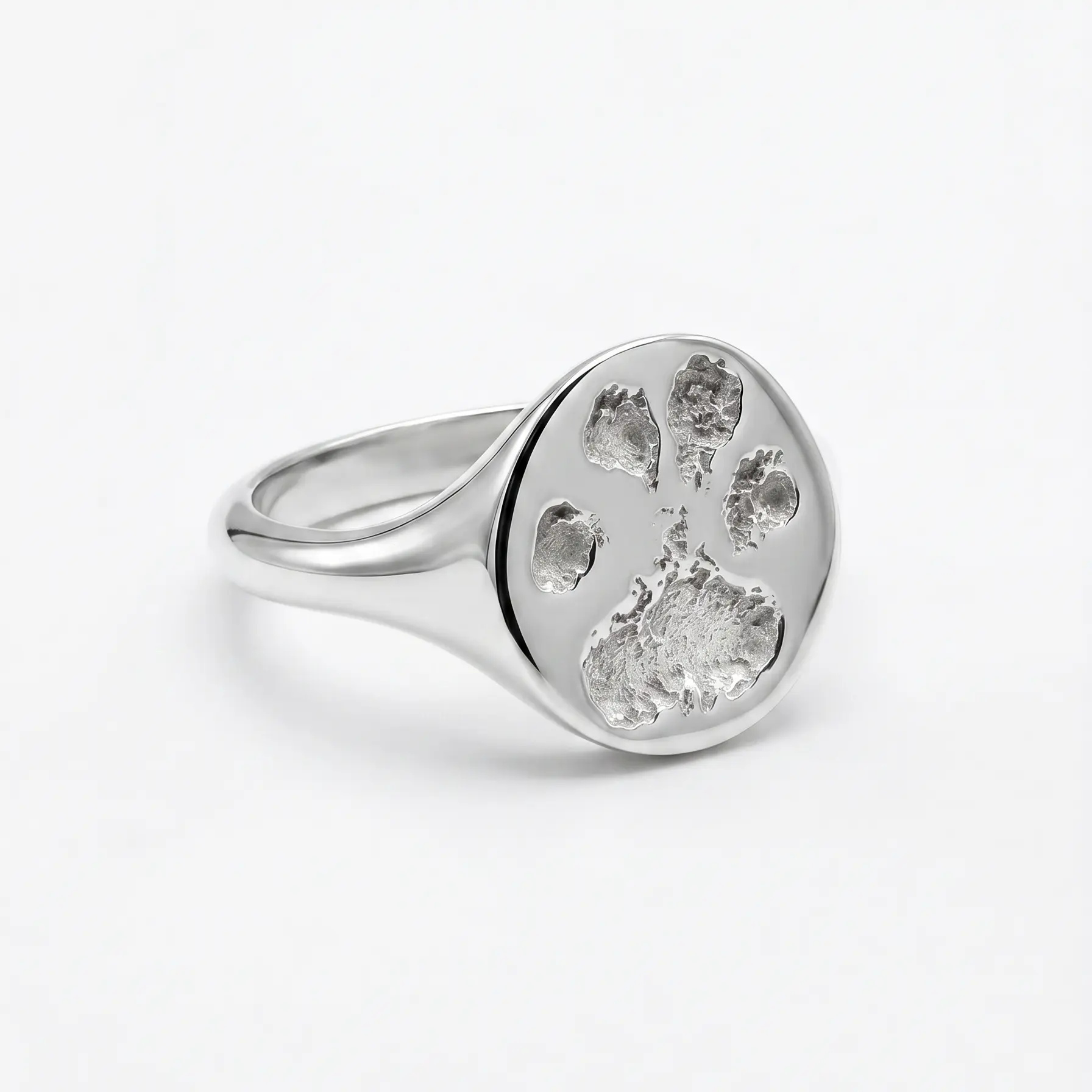 Round Petprint Signet Ring - Paw or Nose print || Sterling Silver - Pet print Jewellery - Image 3