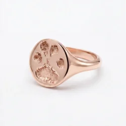 Alternative view of Round Petprint Signet Ring – Paw or Nose print || Solid 9ct Gold – Pet print Jewellery