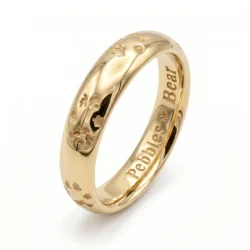 Paw Print Ring - Your pets Paw Print around Outside of band || 9ct Solid Gold - Petprint Jewellery