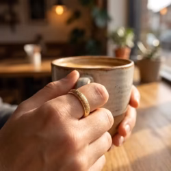 Alternative view of Fingerprint Band Ring - One Fingerprint on Outside of Ring || 9ct Gold - Fingerprint Jewellery
