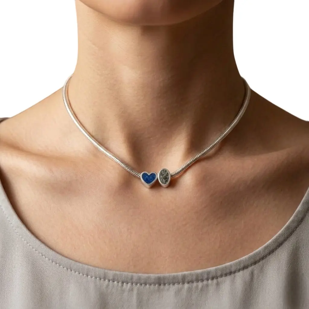 Heart Charm Bead, Mylinda, with Cremation Ashes - 9ct Gold or Sterling Silver - Image 4