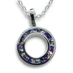 Cremation Ashes Circle of Life Sterling Silver Pendant lavender Opals