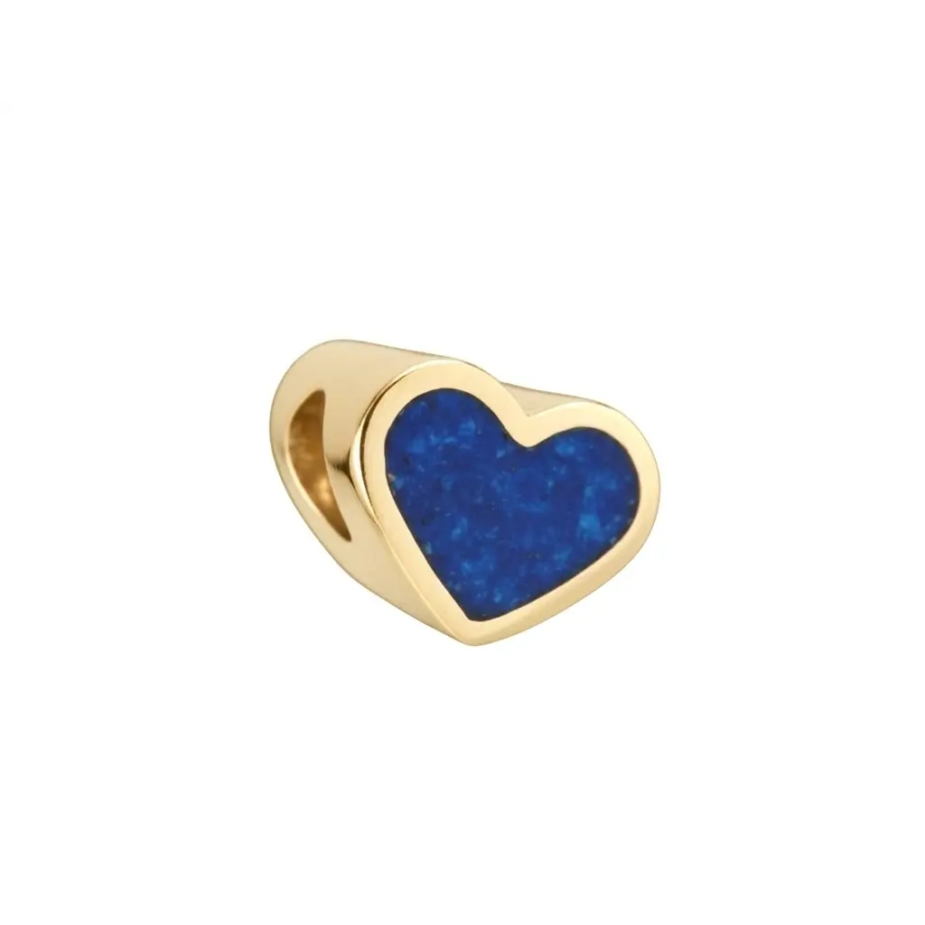 Heart Charm Bead, Mylinda, with Cremation Ashes - 9ct Gold or Sterling Silver