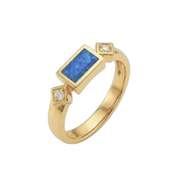 9 carat gold yellow romeo featuring Cremation Ashes and Opal inserts
